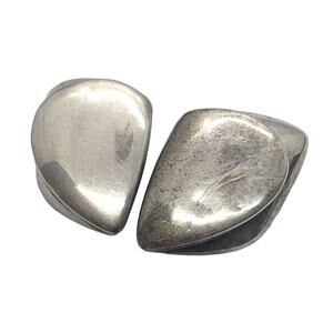 Bayanihan Signed Vintage Sterling Silver Earrings 925 Clip On Modernist Huge